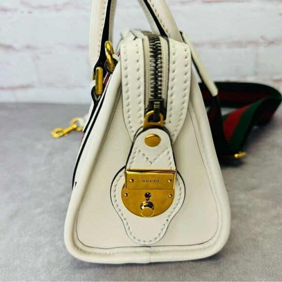 Gucci Web Mini Bowling Leather Bag 715771 White - Picture 4 of 13
